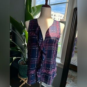 Navy, purple, floral, sleeveless top